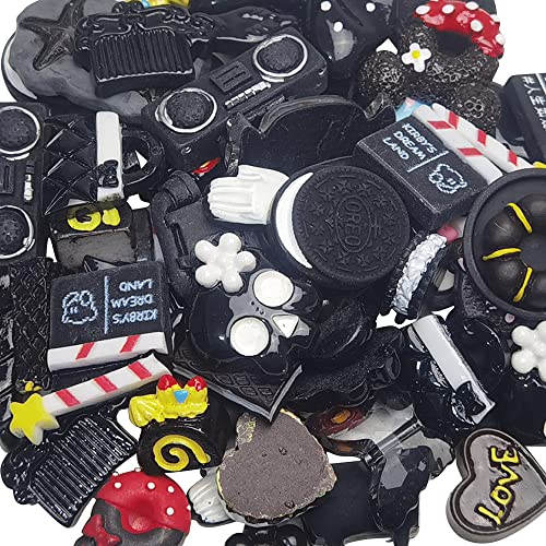 Chenkou Craft 50pcs Lots Mix Assorted Black Halloween Craft DIY Flatbacks Resin Flat Back Buttons Scrapbooking (Black) - color: Black