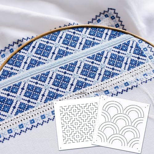 Yousoontic 8 Pcs Plastic Sashiko Stencil Sashiko Template, Traditional - style: Traditional Style