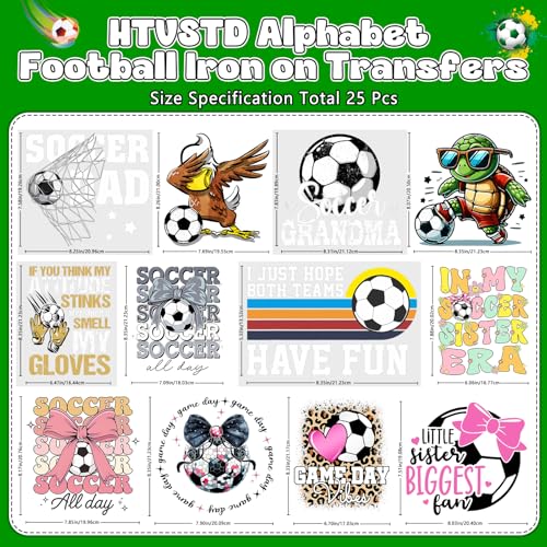 Alphabet Football Iron on Transfers Heat Transfer Viny 25pcs - color: Pride-16