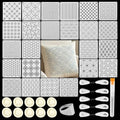 24 Pcs Sashiko Stencils, Plastic Sashiko Template Patterns with Thimble, 9 Needles, Thread, Needle Tube & Finger Cots, Geometric Embroidery Drawing Stencils for Hand Sewing, Washable