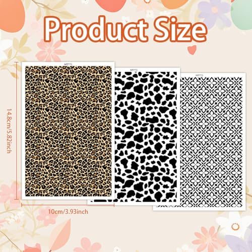 15 Pcs Transfer Paper for Polymer Clay, 3 Design Leopard Cow Abstract Floral Pattern Water-Soluble Clay Transfer Sheets for Crafting Soft Ceramic Earrings Jewelry & Polymer Clay Molds - color: 3 Pattern Sets