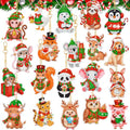 Tondiamo 20 Pcs Christmas Cute Animal Diamond Painting Keychains Kit, Xmas Cartoon Animal Ornaments DIY Diamond Art Key Pendant Set for Xmas Tree Decor Party Favors Gift - style: Animal