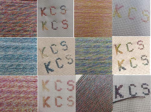 KCS 6 skeins 6-Strand Cross Stitch Metallic Variegated Pearl Shiny Embroidery Floss (Multicolored 1)