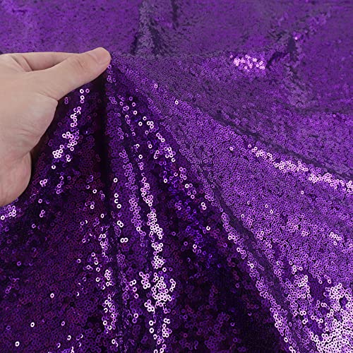ShiDianYi Sequin Fabric - Sparkly Glitter Fabric for Sewing Linen Mesh Sequence Little Mermaid Fabric (6Feet by The 2 Yards - 2Yards 1PC - Purple) - color: Purple, size: 2 Yard