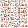 Christmas Rub on Transfers for Crafts - 12 Sheets Xmas Cardinals Rub on Transfers for Furniture Winter Santa Snowman Flower Rub on Transfer Stickers Decal for Wood DIY Craft Office Home Decor - style: Christmas