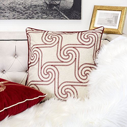 Embroidery Linen Throw Pillow Cover, Merry Christmas Series Holiday Flow Luxury Soft Fuzzy Cozy Warm Slik Gift Square Couch Cushion Pillow Case 20 x 20 Inch, Cover Only - color: U1-holiday Flow