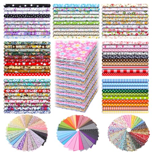 100 Pcs 10 x 10 Inches Cotton Fabric Squares Patchwork Quilting Fabric Floral Printed Bundles Layer Precut Quilt Material for DIY Craft Sewing Cloths Quilting Cloths Handmade Accessories