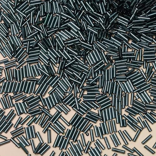 2000pcs Glass Bugle Beads, Tube Beads Bulk, Mini Long Tiny Small Waist Loose Spacer Embroidery Beaded for Bracelets Jewelry Making Sewing, Crafts, 2×6mm, Metallic Black - color: Metallic Black