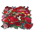 24pcs Rose Flower Embroidered Fabric Iron On or Sew On Patch Badges