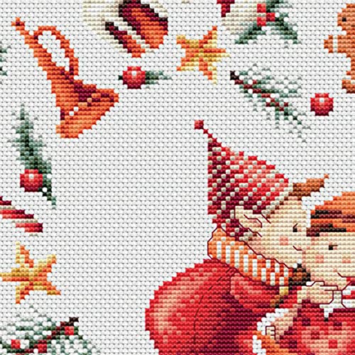 DUTCH STITCH BROTHERS - Counted Cross Stitch Kit - DSB019A - Christmas Elves 3 - Aida - 9,8 x 9,8 Inch - DIY for Adults - color: Christmas Elves 3 Aida
