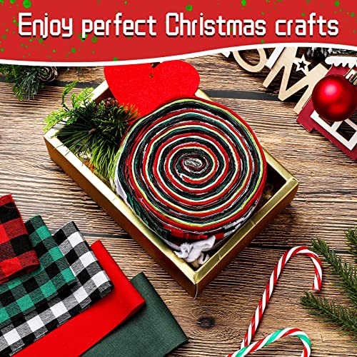 Tegeme 40pcs Christmas Jelly Fabric Strips for Quilting and DIY Craft 2.55" - color: Buffalo Plaid Style