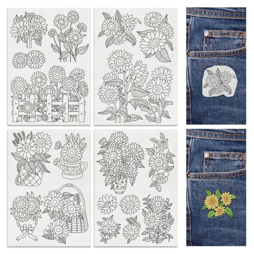 18Pcs Sunflower Bouquet Water Soluble Hand Sewing Stabilizers - style: Sunflowers Bouquets