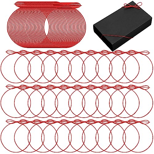 Berlune 120 Pcs Elastic Bows Pre Tied Stretch Loops Wrap, Red - color: Red