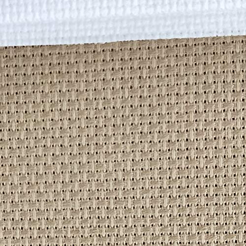 19" x 28" 14CT Counted Cotton Aida Cloth Cross Stitch Fabric (Khaki) - color: Khaki