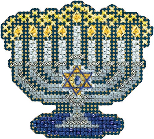 Menorah Beaded Counted Cross Stitch Hanukkah Ornament Kit Mill Hill 2018 Winter Holiday MH181833