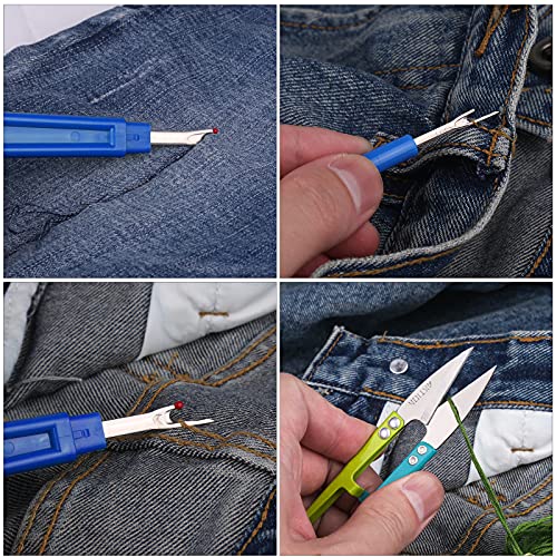 CampTek Seam Ripper and Thread Remover Kit,2 Big and 2 Small Sewing Stitch Cutter,1 Unpicker and 1 Sewing Trimming Scissor Nipper Tool for Thread Remove(Blue) - color: Blue