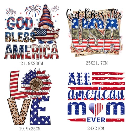 4th of July Iron on Transfer Patches USA Patriotic Heat Transfer Vinyl Decals Independence Day Washable Iron on Stickers American Flag Dwarf Love Pattern Iron on Appliques for T-Shirt Jacket DIY Craft - color: Independence Day B