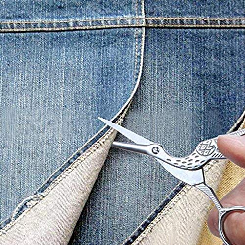 2PCS Vintage Stork Shape Sewing Scissors Stainless Steel Scissors - color: Silver