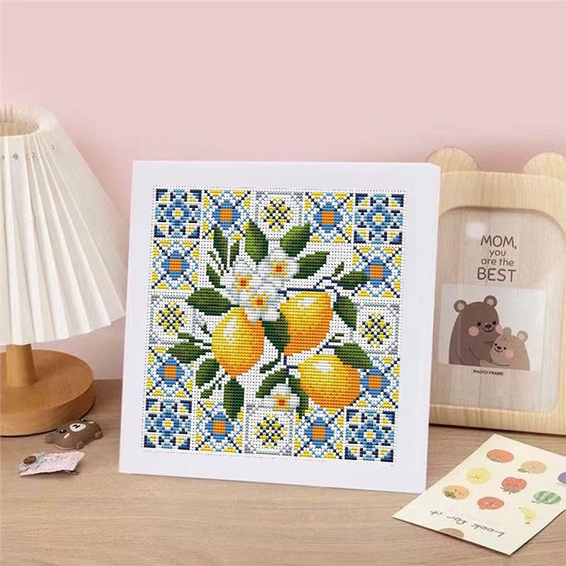 Lemon Cross Stitch Kits, Cross Stitch Kits for Adults Beginner with Framed - color: cross stitch Framed-8