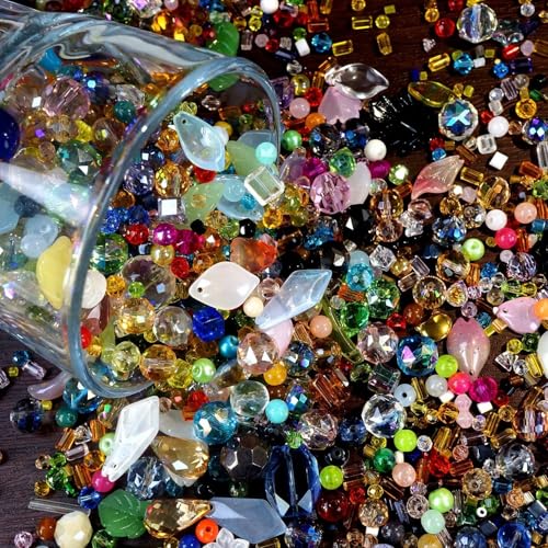 Crystal Beads for Jewelry Making Mix Assorted Glass Beads assortments Multi-Color Crystal Assortment for DIY Jewelry Making, Bracelets, Necklaces Keychains, Crafting Kit (4-8-12 Ounces Choose) (4)