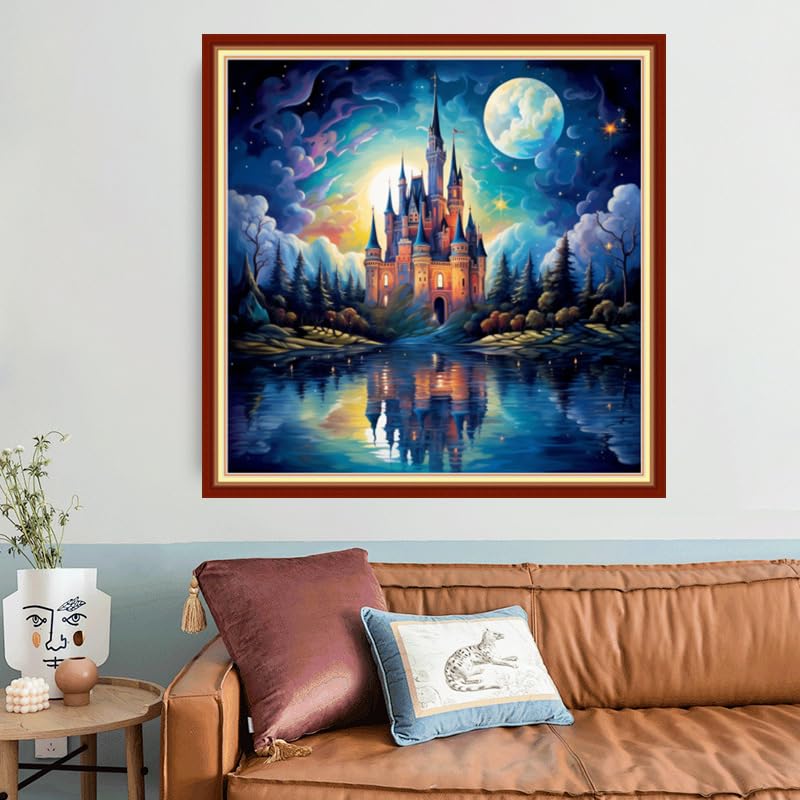 Joyhoor Stamped Cross Stitch Kits for Beginners, Needlepoint Kits for Adults, 11CT Counted Embroidery Kits-Magic Castle 18x18 inchs - color: Artstyle21