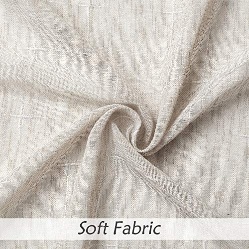 Linen Waterfall Valance with White GEO Embroidery Semi Sheer, 56"x38"x1 - color: Linen (Embroidered), size: 56"W x 38"L (Pack of 1)