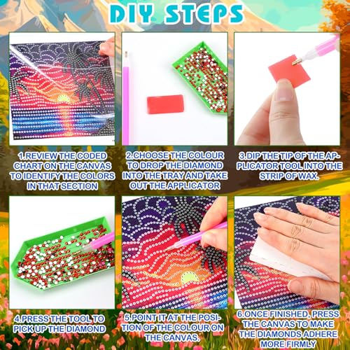 Trandraft 13 Pcs Starry Holiday Small Diamond Art Kits for Adult DIY - style: Scenery