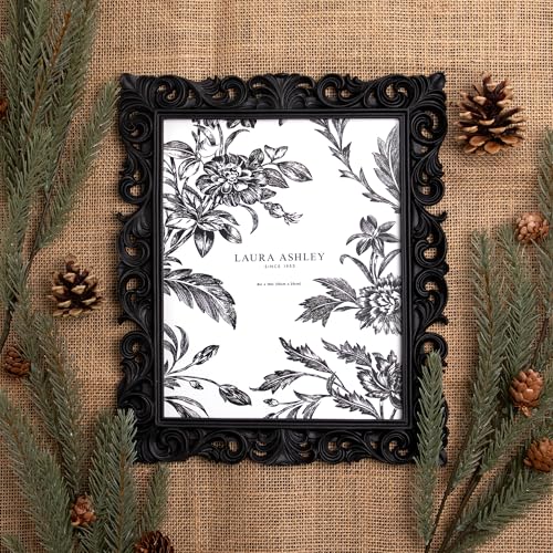 Laura Ashley 8x10 Black Vintage Inspired Resin Scroll Design Picture Frame - color: Black, size: 8x10
