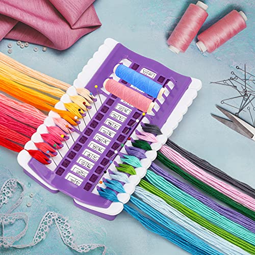 Luxiv 30 Position Embroidery Floss Organizer, Thread Shelf with 15P Card - color: Purple, size: 30 Positions