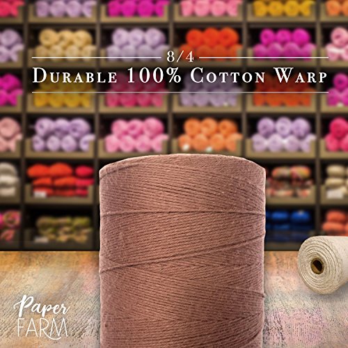 100% Cotton Loom Warp Thread (Brown), 8/4 Warp Yarn (800 Yards), Perfect for Weaving: Carpet, Tapestry, Rug, Blanket or Pattern - Warping Thread for Any Loom - color: Brown