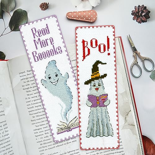 Povitrulya Boo! Halloween Counted Cross Stitch Bookmark Kit - DIY Embroidery Set for Adults - color: Boo!