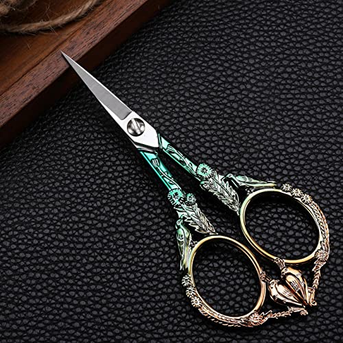 YOUGUOM Precision Embroidery Scissors, Sharp Sewing Scissors - color: Gold Green