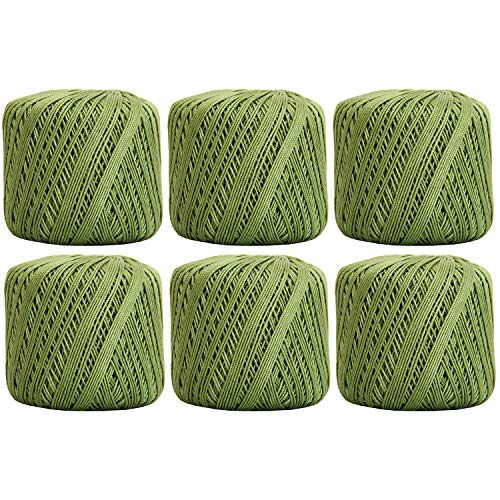 ThreadArt 100% Cotton Crochet Thread Size 3, 6 Ball Pack, Avocado 10 - color: AVOCADO, size: SIZE 3 - 6 PACK