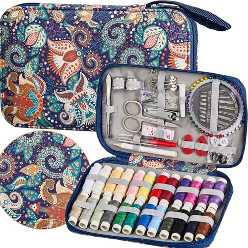130 PCS Paisley Printing Sewing Kit with All Sewing Supplies Accessories - color: 130PCS-Paisley Design