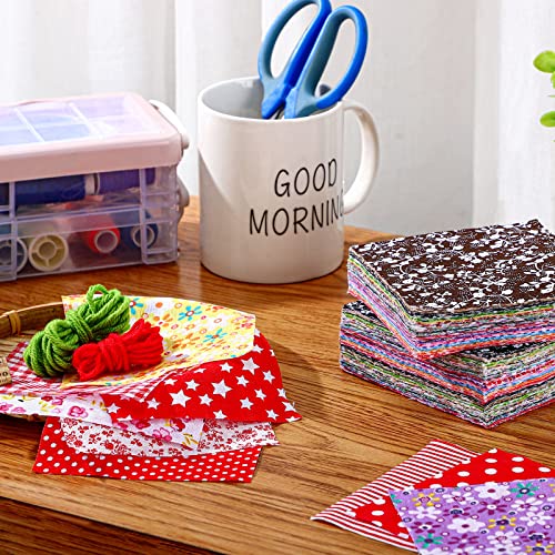 Tudomro 100 Pack 8 x 8 Inch Fabric Squares, Fabric Scraps Bulk