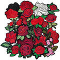 20pcs Rose Iron on Patches Flower Embroidery Patches Applique Valentines Patches for Clothes Hats Jeans Jacket - color: red