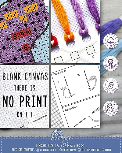 Povitrulya Boo! Halloween Counted Cross Stitch Bookmark Kit - DIY Embroidery Set for Adults - color: Boo!