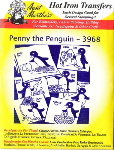 Aunt Martha's Hot Iron Embroidery Transfer 3968 Penny the Penguin