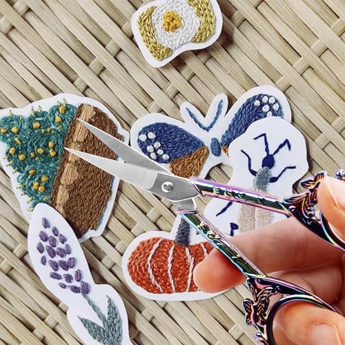 Retro Embroidery Sewing Scissors with Case Small Size Crafting Cross Stitch Accessory - size: 4.5 Inch, style: Style CC1702F
