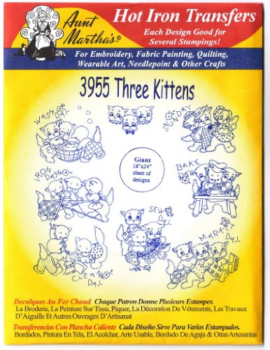 Three Kittens Aunt Martha's Hot Iron Embroidery Transfer