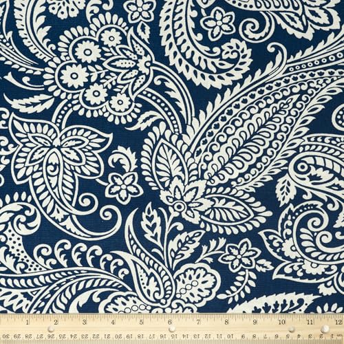 Stitch & Sparkle 100% Cotton Duck Cloth Print 45" Wide, DIY Project, Craft & Quilt Fabric for Sewing, Upholstery Home Décor, Cut by the Yard, Paisley Navy - color: Paisley Navy, size: Cut by the yard