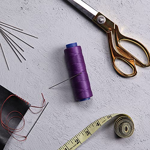Waxed Thread, Strong Thread for Leather, Upholstery, Shoe, Bag, incl. Needle (Colour: Black) - color: Dark Purple