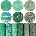 Litchi 6 Pack 8x12 Inch Faux Leather Sheets for Bow Earring, Easy to Cut Vinyl Fabric for Cricut, Durable Fade Resistant Leatherette Without Smell, Green - color: Greenmix