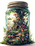 Moohue Stamped Cross Stitch Kits for Adults Mushroom Bottle 14CT Pre Printed Cross Stitch Kits for Beginners (Mushroom Trees in a Bottle) - color: Mushroom Trees in a Bottle