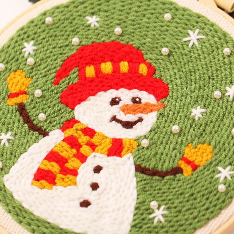 artcici Punch Needle Kit for Beginners with Christmas Snowman Pattern Tool and Yarn, Easy Embroidery Rug Hooking Set (Christmas Snowman) - color: Christmas Snowman
