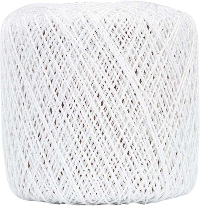 Aunt Lydia Metallic White/Pearl Yarn - 3 Pack of 100y/91m - Mixed Materials - 10-100 Yards - Knitting/Crochet - color: White/Pearl, size: 100y/91m, style: Metallic