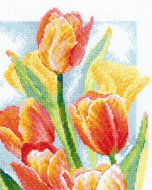 RIOLIS 2191 Spring Glow. Tulips Counted Cross Stitch Kit 8.25 x 11.75 in - style: Spring Glow. Tulips 2191