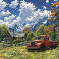 Moohue DIY Counted Stamped Cross Stitch Kits for Adults 14 Count Cross Stitch Patterns Printed Cross Stitch Kits for Adults (Mountain Car) - color: Mountain Car