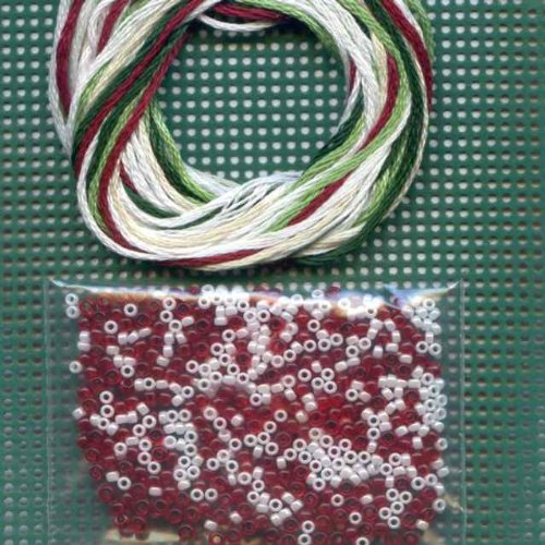 Candy Canes Beaded Counted Cross Stitch Christmas Ornament Kit Mill Hill 2011 Winter Holiday MH18-1302
