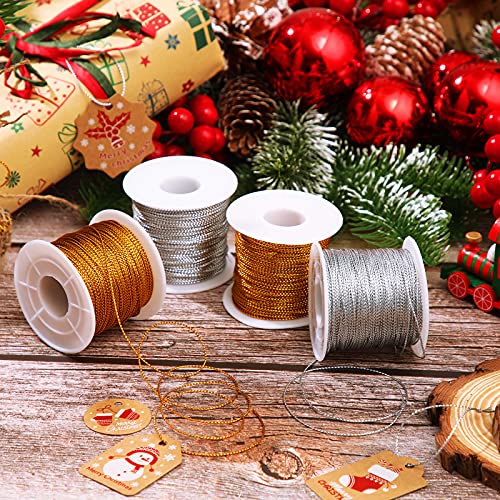 Shappy 440yards x 1mm Metallic Cord Tinsel Rope, Metallic Gold Silver - color: Metallic Gold Silver